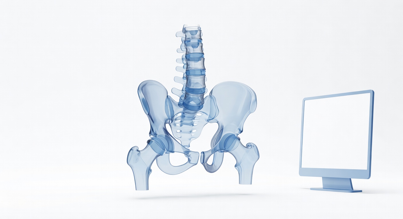 Simplified illustration of the lumbar spine, pelvis, and hips