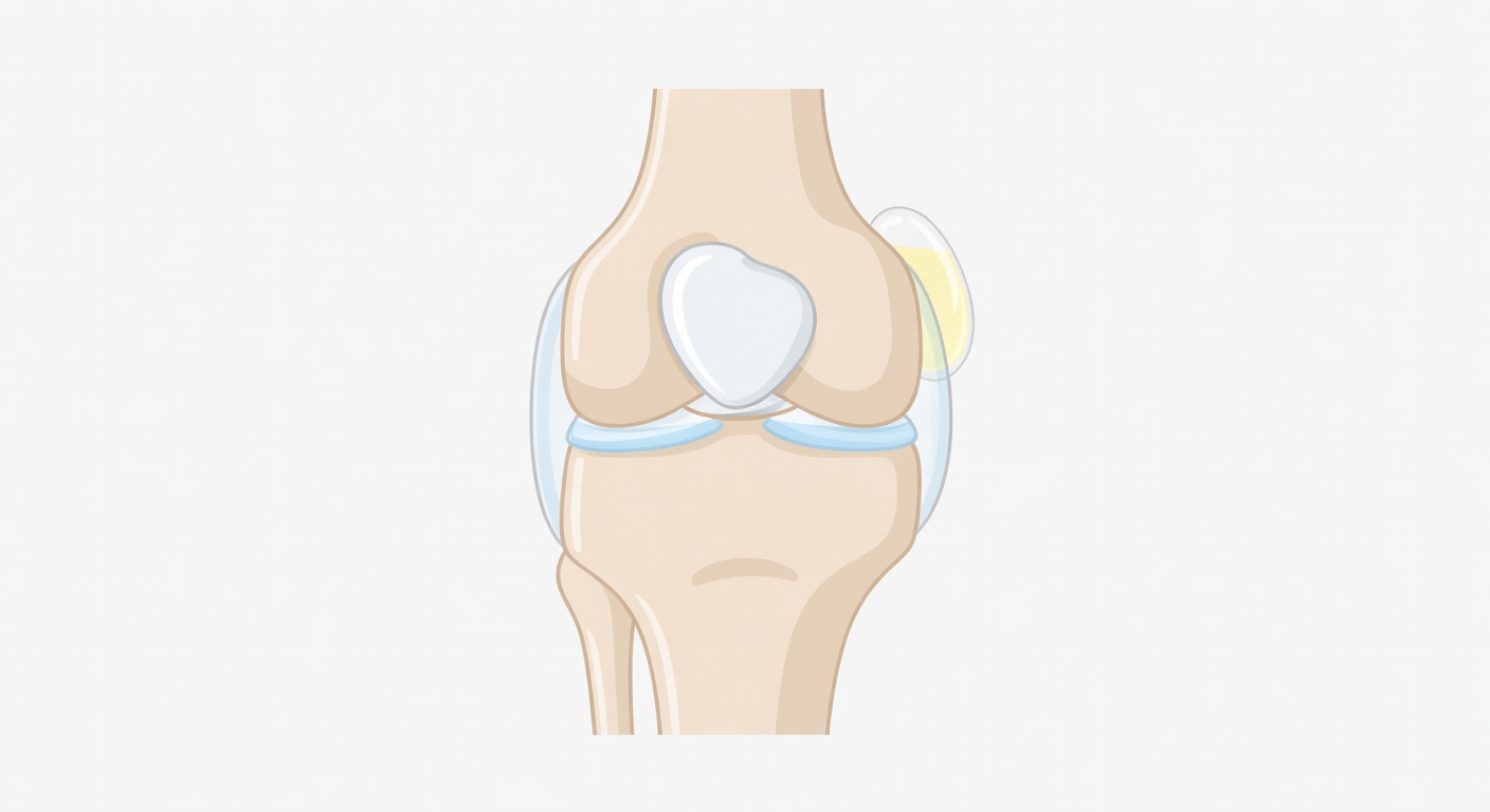 Simplified knee model showing meniscus and a small fluid cyst