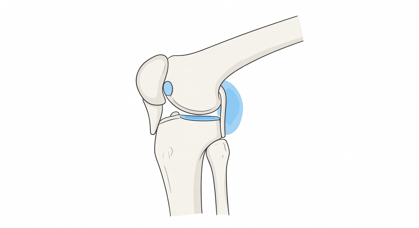Simplified knee model showing joint fluid and a Baker’s cyst